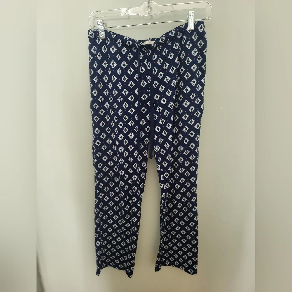 Cuddle‎ Duds 2 Piece Long Sleeve Pajama Lounge Set Blue Small Geometric